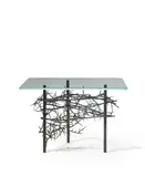 Terrible Table by Michele Oka Doner, oxidized blackened bronze with glass top, offered Jul 2020