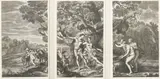 Giovanni Antonio Lorenzini, Diana e le ninfe sorprese dai fauni, 1638-40, Engravings triptych, on paper