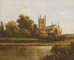 Arthur Gilbert, A view of Hereford, England, oil on canvas