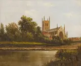 Arthur Gilbert, A view of Hereford, England, oil on canvas