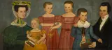 American School, 19th Century, Portrait of an Unidentified Family, circa 1828-1835, oil on canvas laid down to panel