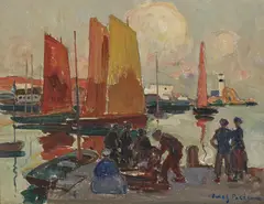 Jules Eugene Pages, Along the Coast of Brittany, oil on canvasboard