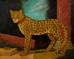 William Skilling, A standing leopard, oil on canvas