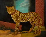 William Skilling, A standing leopard, oil on canvas
