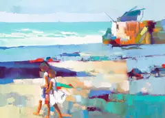 Windy morning by Nicola Simbari, oil on canvas, offered Jul 2020