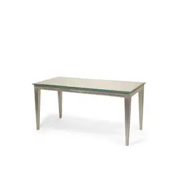 Custom Reception Table by Philippe Starck, silvered wood, mirrored glass, sold Nov 2019
