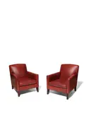 Philippe Starck, Pair of Custom Lounge Chairs, stained wood, ostrich leather by Edelman
