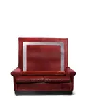 Philippe Starck, Custom High Back Two Seat Sofa, stained alder wood, velvet, textured leather by Edelman, ebonized and stained wood