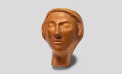 Odile Noll Portrait Bust by Alexandre Noll, sycamore, steel hanging loop, offered Dec 2019