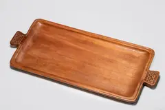 Tray by Alexandre Noll, mahogany with engraved fish scale handles, offered Dec 2019