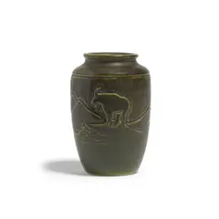 Margaret Cable, Vase, for University of North Dakota School of Mines, glazed earthenware, stamped 'M