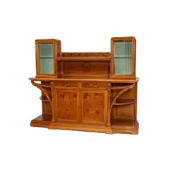 Chicoree Buffet by Louis Majorelle, carved walnut with marquetry inlay, patinated bronze, glass, offered May 2020