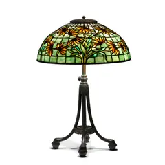 Tiffany Studios, Black-Eyed Susan Table Lamp, patinated bronze, leaded glass, shade stamped 'TIFFANY STUDIOS NEW YORK 1447-19'