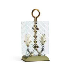 Table Lamp by Pietro Chiesa, for Fontana Arte, wheel cut glass, brass, enameled brass, offered May 2020