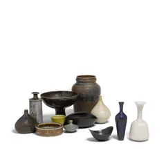 Swedish Modern, Collection of Fourteen Studio Pottery Bowls, Vases and Animal Figures