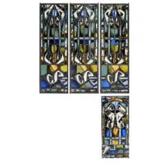 Group of Four Windows by Max Ingrand, painted, stained and leaded glass, one window etched in lower corner 'MAX INGRAND MADE IN FRANCE', offered May 2020