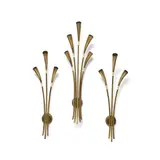 Oscar Torlasco, Group of Three Wall Lights, for Lumi, brass with enameling