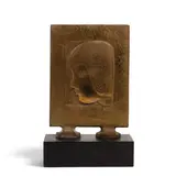 Beniamino Benevenuto Bufano, Head of Laura, gilt bronze, ebonized wood