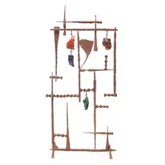 David Palombo, Gate, welded and hammered iron, glass, apparently unmarked