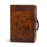 Keith Haring, Embellished Louis Vuitton Suitcase, leather, brass, black ink