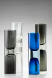 Antonio da Ros, Two Rare Clessidra Alta Vases, for Vetreria Gino Cenedese, smokey sommerso glass and one example in clear glass, paper label to each 'MURANO cenedese VETRI'