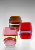 Antonio da Ros, Group of Three Rare Clessidra a Lente Vases, for Vetreria Gino Cenedese, sommerso glass