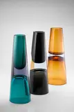 Antonio da Ros, Rare Large Clessidra a Tronco di Cono Vase, for Vetreria Gino Cenedese, aquamarine sommerso cased in alexandrite glass, paper label 'MURANO cenedese VETRI 51/64'
