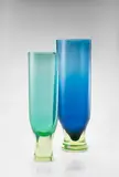 Large Rare Tulipano Chiuso Vase by Antonio da Ros, for Vetreria Gino Cenedese, aquamarine sommerso glass cased in pale yellow, offered Dec 2018