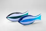 Antonio da Ros, Two Pesce con Fascia Orizzontale, for Vetreria Gino Cenedese, sommerso glass