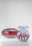 Antonio da Ros, Rare Palla con Murrine Vase, for Vetreria Gino Cenedese, glass decorated with red murrines, paper label 'CENEDESE GLASS MURANO 128/67 MADE IN ITALY'