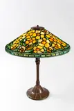 Rare Alamander Table Lamp by Tiffany Studios, patinated bronze, leaded glass, shade stamped 'TIFFANY STUDIOS NEW YORK 1449', base stamped 'TIFFANY STUDIOS NEW YORK 58, sold Dec 2019