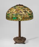 Oriental Poppy Table Lamp by Tiffany Studios, leaded glass, patinated bronze, shade with tag stamped 'TIFFANY STUDIOS N, offered Dec 2019