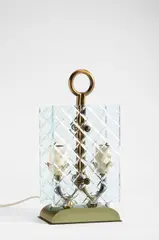 Table Lamp by Pietro Chiesa, for Fontana Arte, wheel cut glass, brass, enameled brass, offered Dec 2019