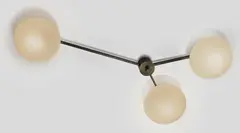 Angelo Lelii, Three Arm Ceiling Light, for Arredoluce, brass, frosted glass