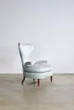 Renzo Zavanella, Armchair, silk upholstery, walnut