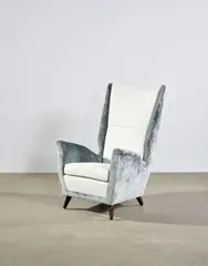 Wingback Chair by Gio Ponti, , walnut, upholstery, offered Dec 2019