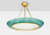 Max Ingrand, Ceiling Light, for Fontana Arte, acid frosted and tinted glass, brass