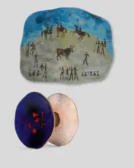 Plaque by Duilio (Dubé) Barnabé, for Fontana Arte, reverse painted glass, painted mark 'DUBE*FONTANA ARTE*', offered Dec 2019