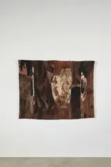 Magdalena Abakanowicz, Anonim, hand woven wool, cotton and various fibers, ink label to reverse 'MAGDALENA ABAKANOWICZ ANONIM 1965' and signed 'M