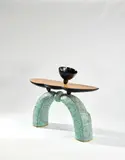 Common Ground by Wendell Castle, stained cherry, bleached lacewood, patinated copper, plexiglass, sold Dec 2019
