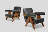 Pierre Jeanneret, Pair of Lounge Chairs, teak, vinyl upholstery