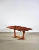 George Nakashima, Conoid Dining Table, American black walnut, with three rosewood butterflies, two free edges and one fissure with sap-grain detail, black ink mark 'Bell'