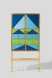 Elizabeth Garouste, Arlequin Cabinet, gilt iron, glazed ceramic, ebonized wood