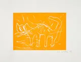 André Butzer, Ohne Titel (Katze), 2009, Farblinolschnitt (Handabzug) auf Velin