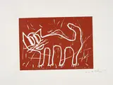 André Butzer, Katze, 2009, Farblinolschnitt auf Velin