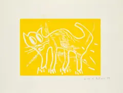 André Butzer, Katze, 2009, Farblinolschnitt (Handabzug) auf Velin