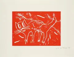 André Butzer, Katze, 2009, Farblinolschnitt (Handabzug) auf Velin