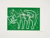 André Butzer, Katze, 2009, Farblinolschnitt auf Velin