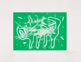 André Butzer, Ohne Titel (Katze), 2009, Farblinolschnitt auf Velin