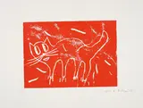 André Butzer, Katze, 2009, Farblinolschnitt auf Velin